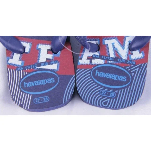 Havaianas Kids Flip Flop Blue Multicolor Athletic Team US Size 11 12C EUR 29 30 - Picture 4 of 6